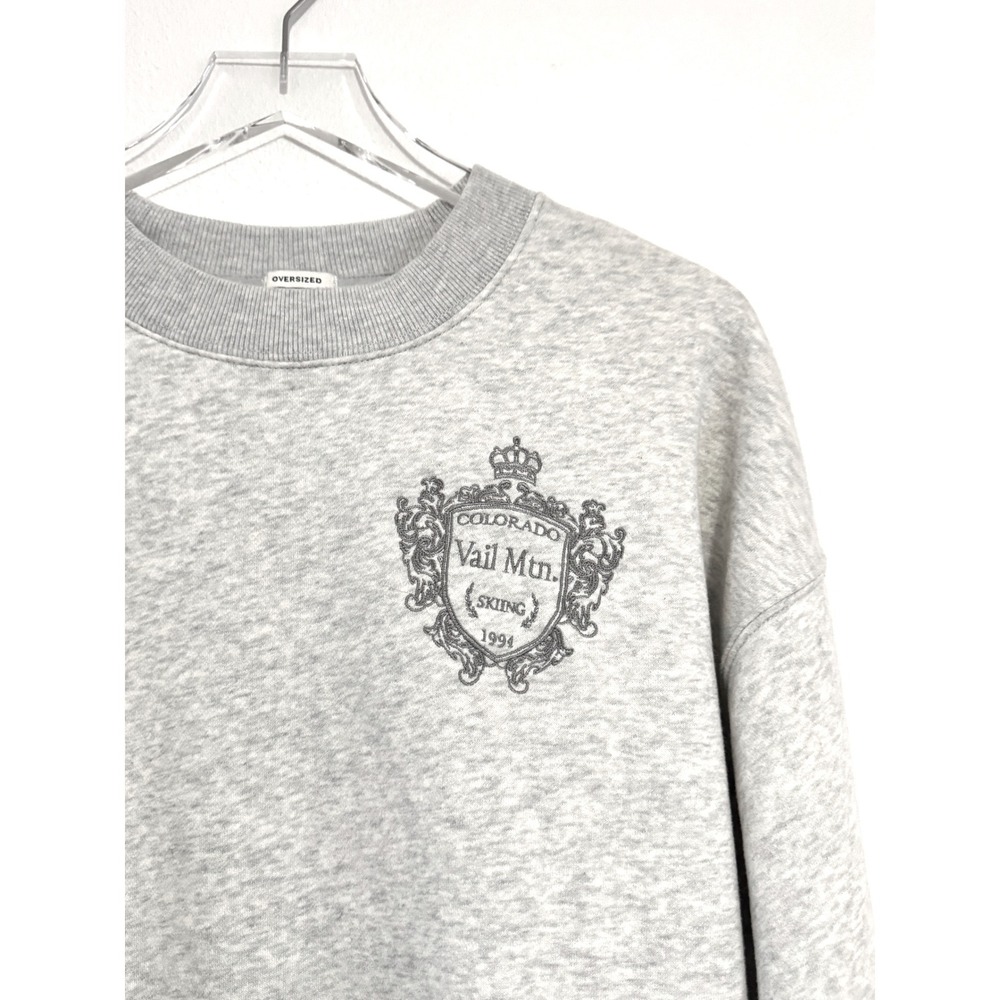 Abercrombie & Fitch Oversized Vail Mountain Graphic Crew Sweatshirt Heather Gray - Picture 2 of 4